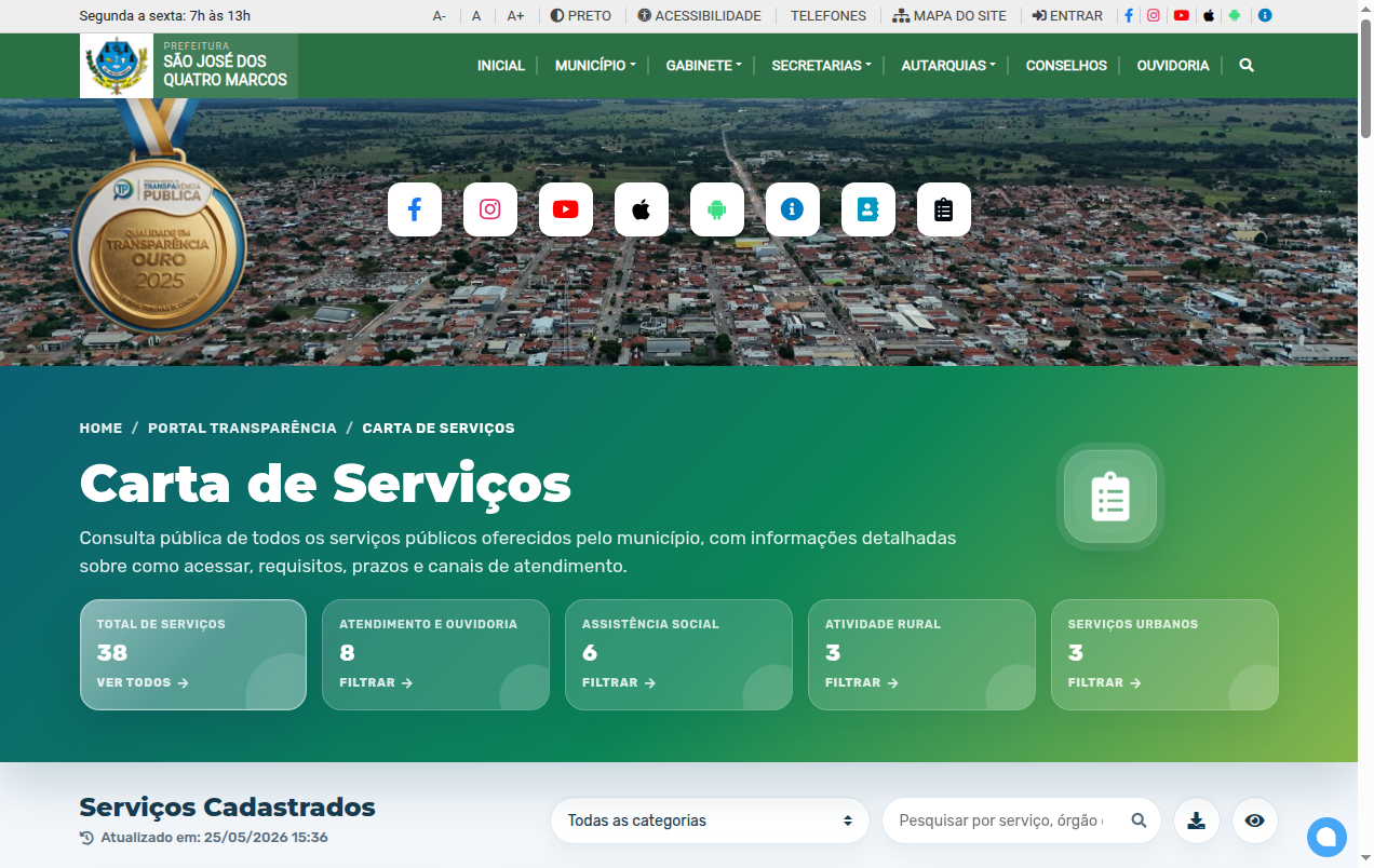 Screenshot de Cartas de Serviço