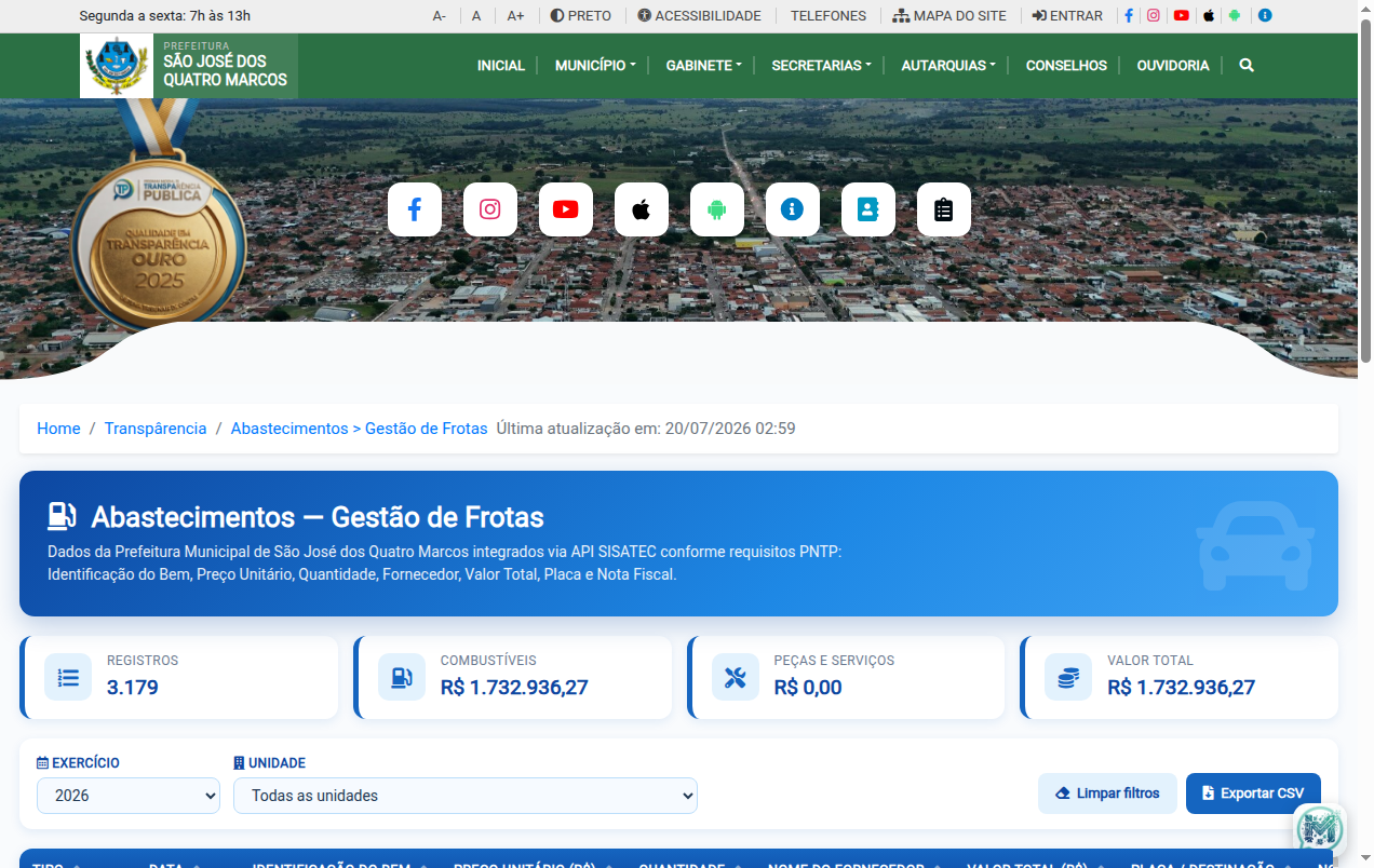 Screenshot de Abastecimentos e Manutenções de Veículos