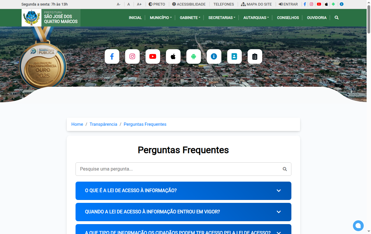 Screenshot de Perguntas Frequentes
