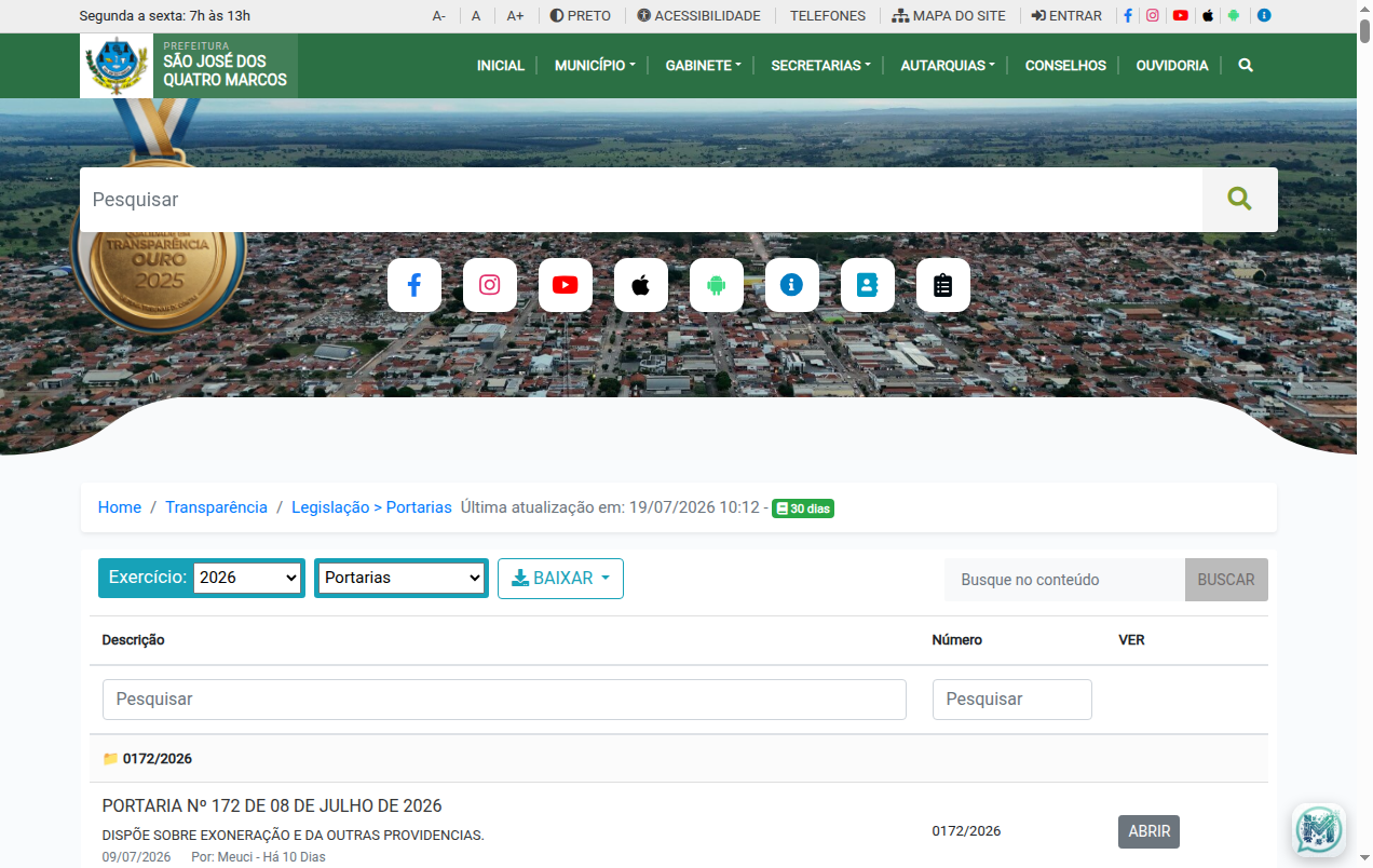 Screenshot de Portarias