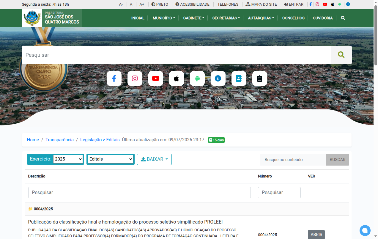 Screenshot de Editais