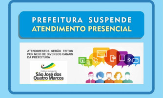 Prefeito suspende atendimentos presenciais na sede da prefeitura de Quatro Marcos devido contaminação