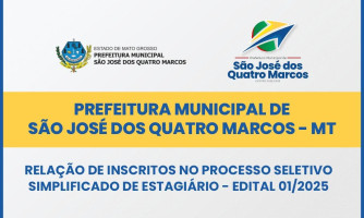 Relação de Inscritos no Processo Seletivo Simplificado de Estagiário em São José dos Quatro Marcos