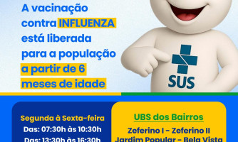 Vacinação contra Influenza liberada para toda a população a partir de 6 meses