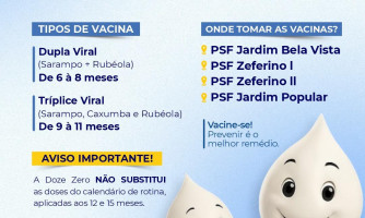 Vacinação Dose Zero contra Sarampo disponível em São José dos Quatro Marcos