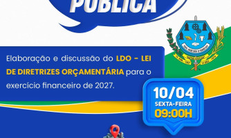 Audiência Pública sobre elaboração e discussão da LDO (Lei de Diretrizes Orçamentárias)