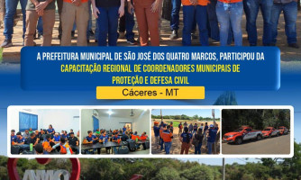 Defesa Civil de São José dos Quatro Marcos participa de capacitação estadual para gestão de riscos e desastres