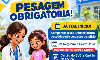 Saúde convoca beneficiários do Bolsa Família para a pesagem obrigatória nas Unidades Básicas