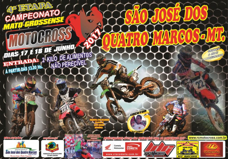 Quatro Marcos sediará etapa do estadual de Motocross nos dias 17 e 18 de junho