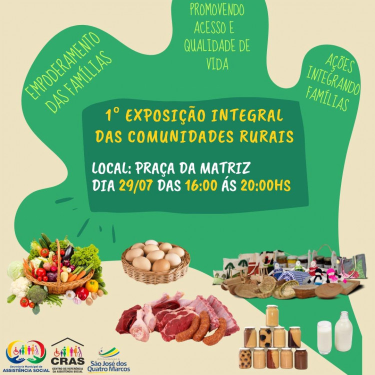 Secretaria de Assistência Social divulga a 1ª Exposição Integral de Produtos Alimentícios e Artesanal