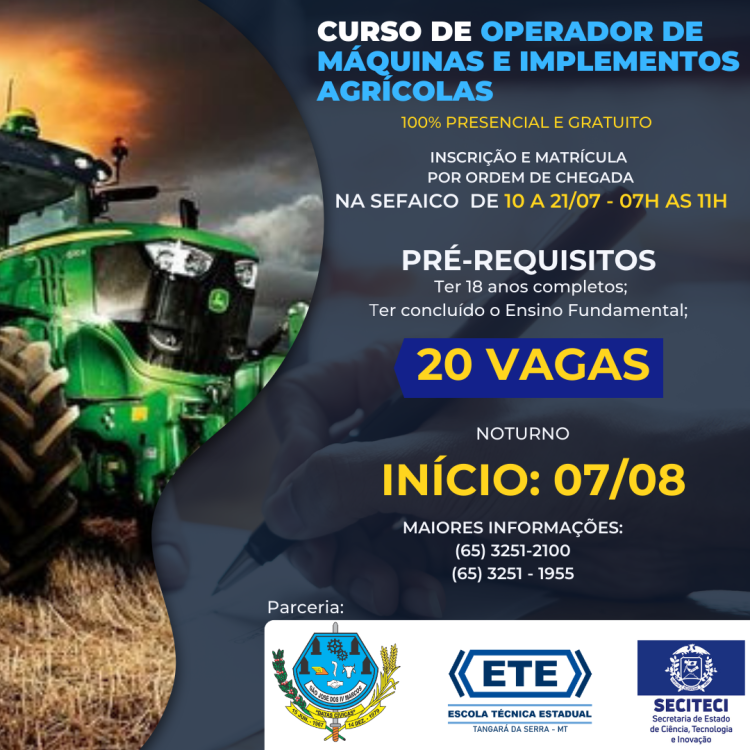 EDITAL - Curso de Operador de Máquinas e Implementos Agrícolas