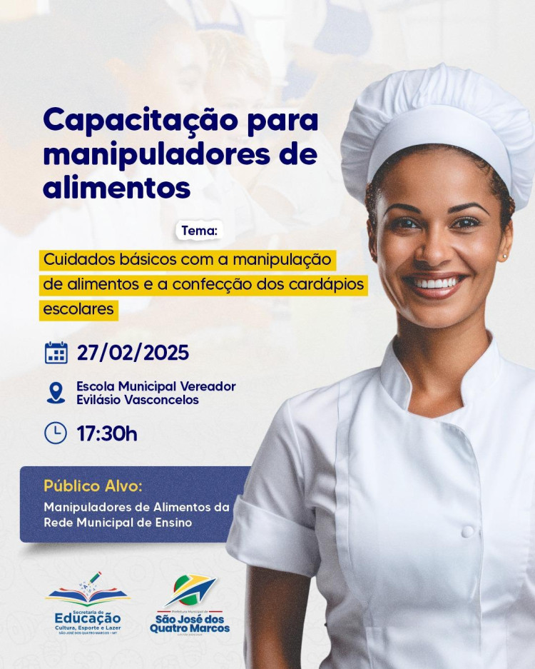 Capacitação para Manipuladores de Alimentos da Rede Municipal de Ensino