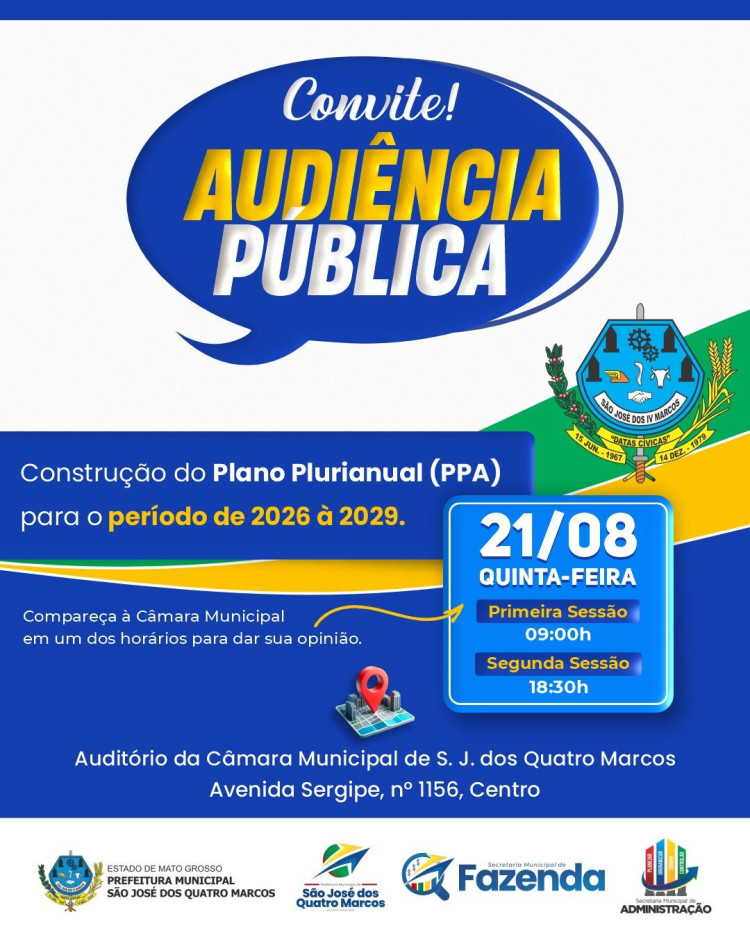 Audiência Pública para Construção do Plano Plurianual PPA 2026-2029 em S. J. dos Quatro Marcos