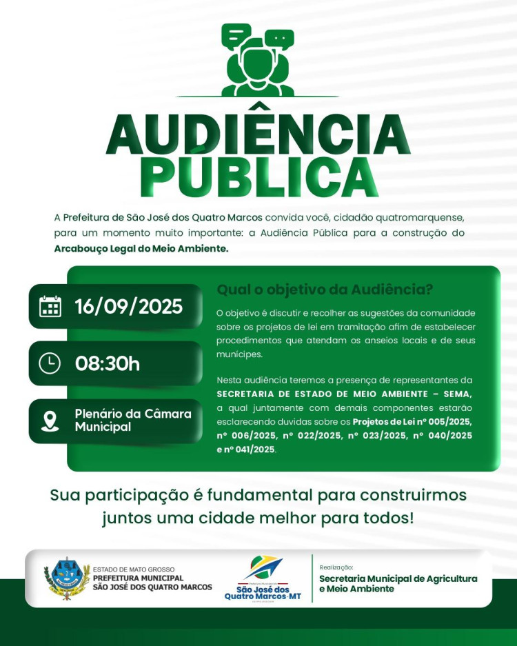 Audiência Pública sobre Projetos Ambientais em São José dos Quatro Marcos 2025