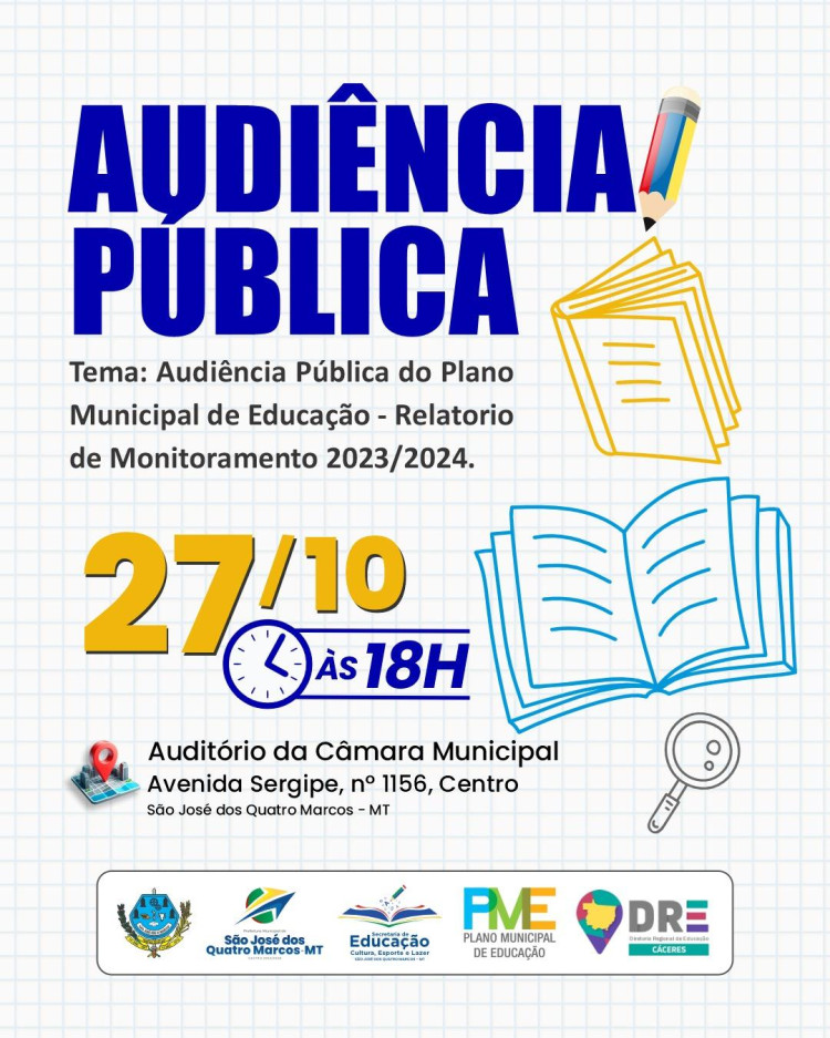 Audiência pública do Plano Municipal de Educação relatório de monitoramento 2023/2024 em São José dos Quatro Marcos