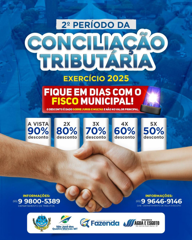 2º Período de Conciliação Tributária 2025 São José dos Quatro Marcos MT