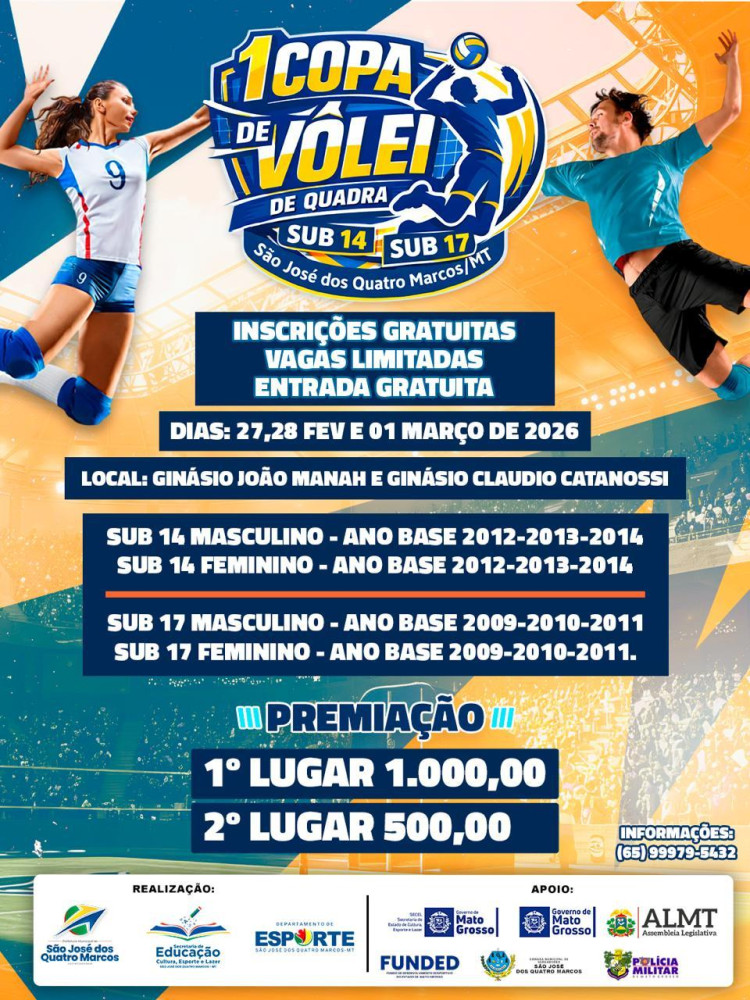 1ª Copa de Vôlei de Quadra Sub14 e Sub17 São José dos Quatro Marcos MT 2026