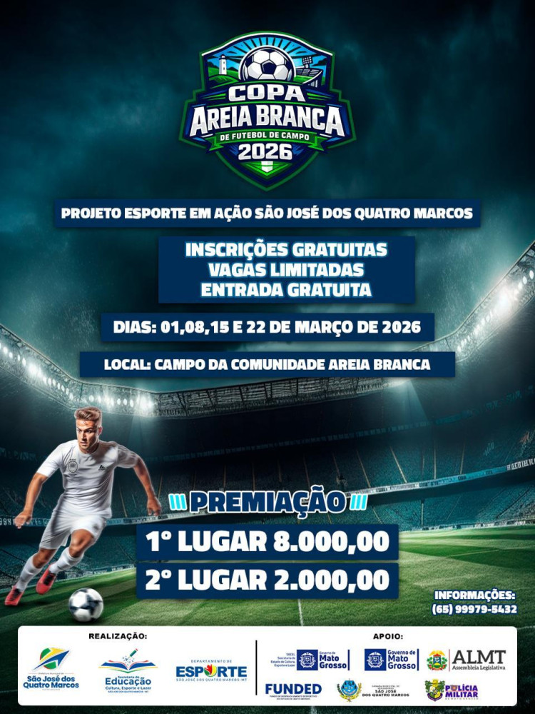 Copa Areia Branca 2026 torneio de futebol de campo inscrições gratuitas