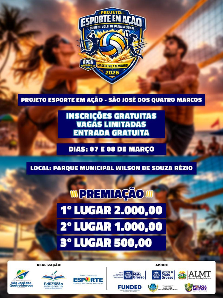Projeto Esporte em Ação Open de Vôlei de Praia - São José dos Quatro Marcos 2026