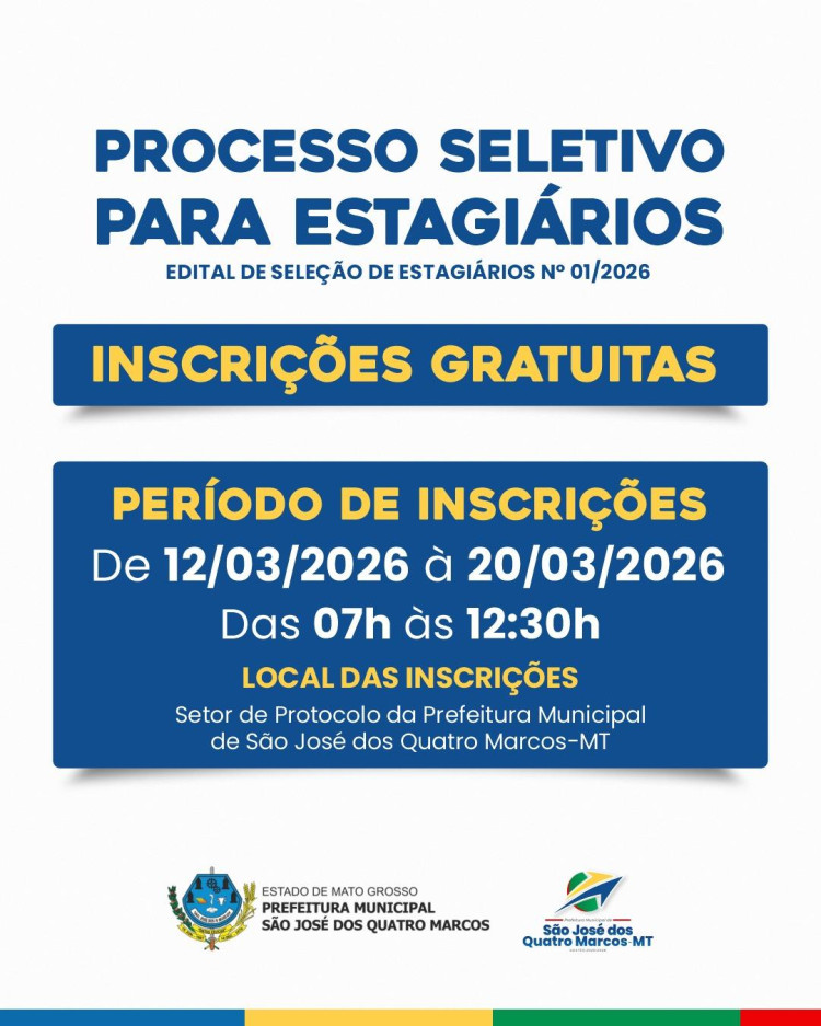 Processo Seletivo Estagiários 01/2026 - Inscrições 12/03 a 20/03/2026