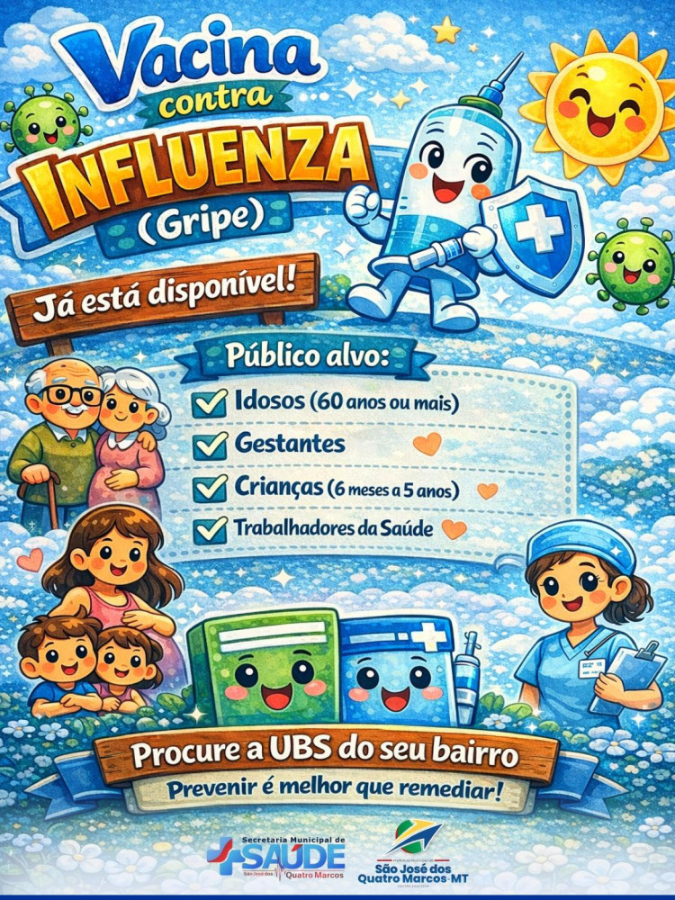 Vacinação contra Influenza disponível nas UBS de São José dos Quatro Marcos